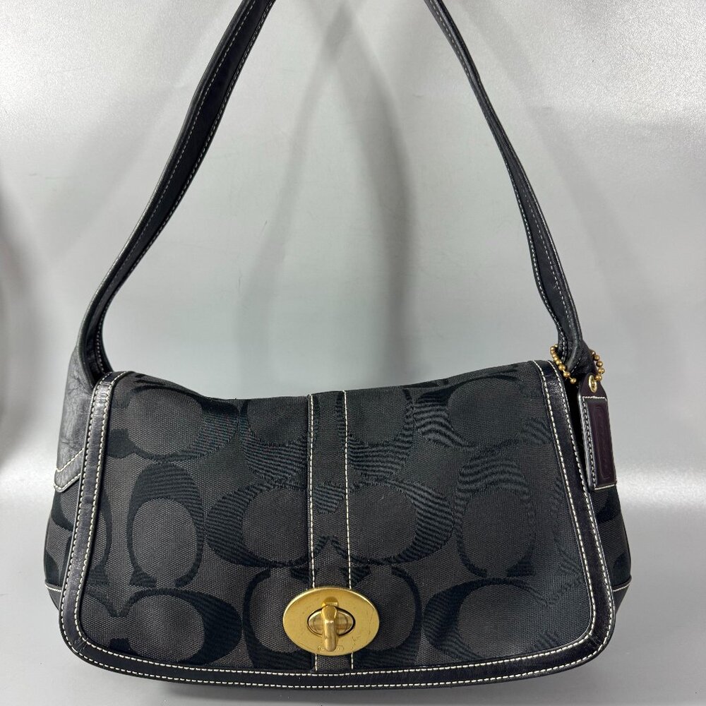 Coach Black Signature Hobo Bag